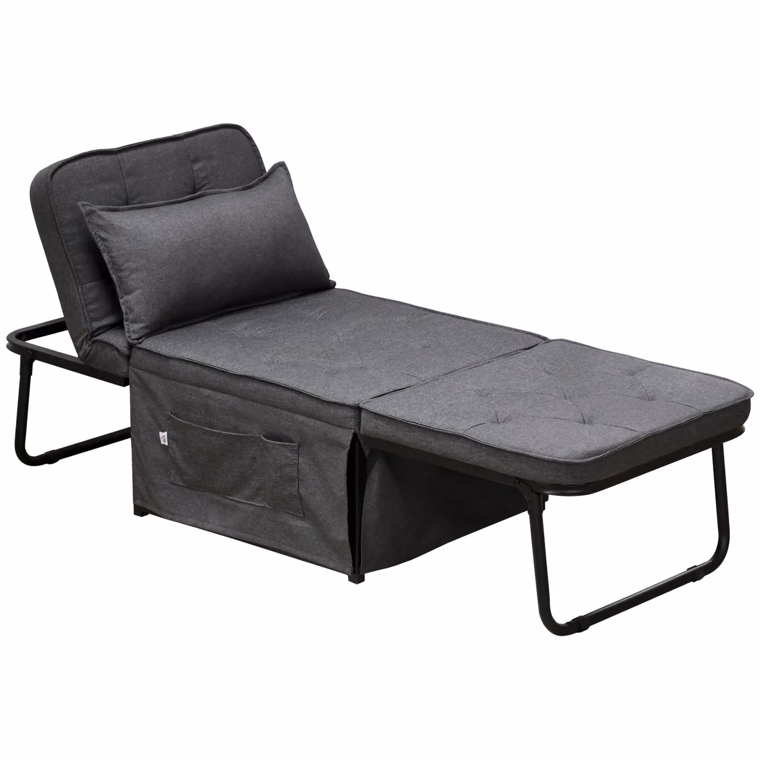 HOMCOM Folding Chair Bed with Adjustable Backrest and Ottoman in Light Grey – 2