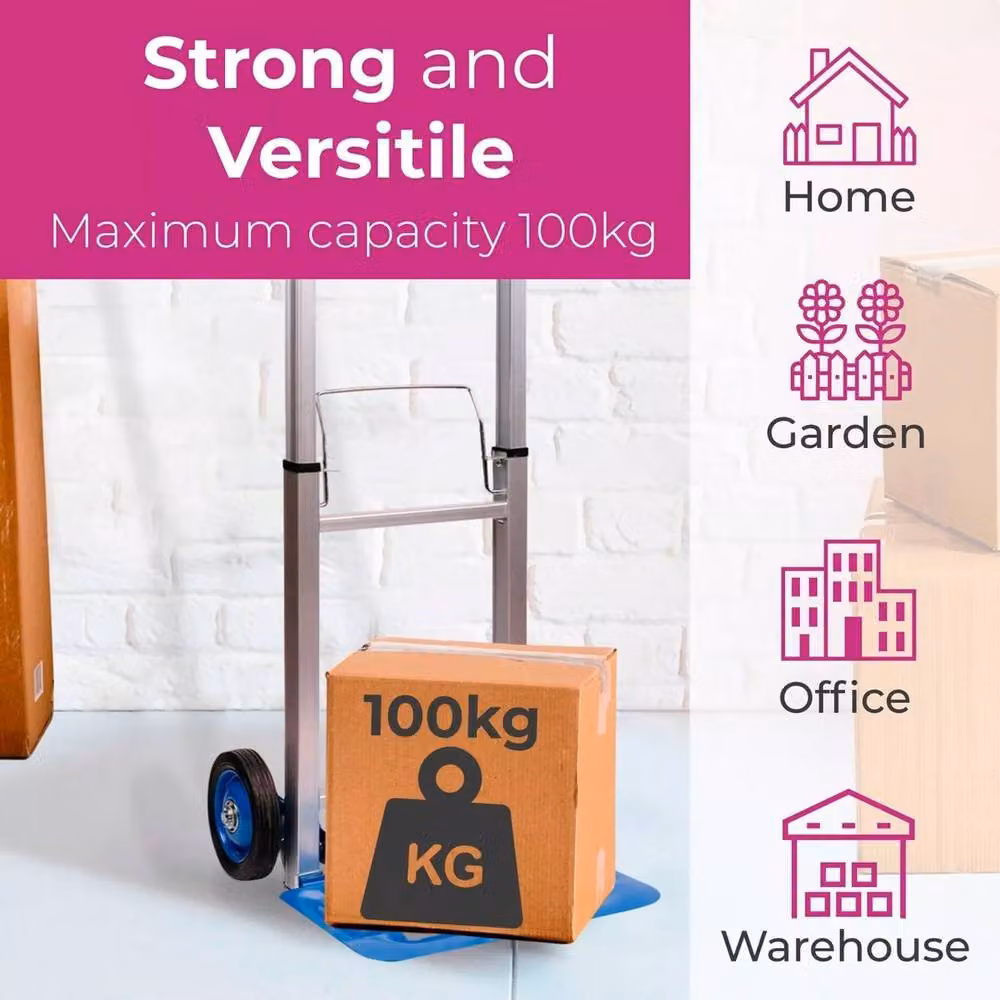 VOGREX Folding Sack Trolley with Extendable Handle, Multicolour, 100kg Capacity – 3