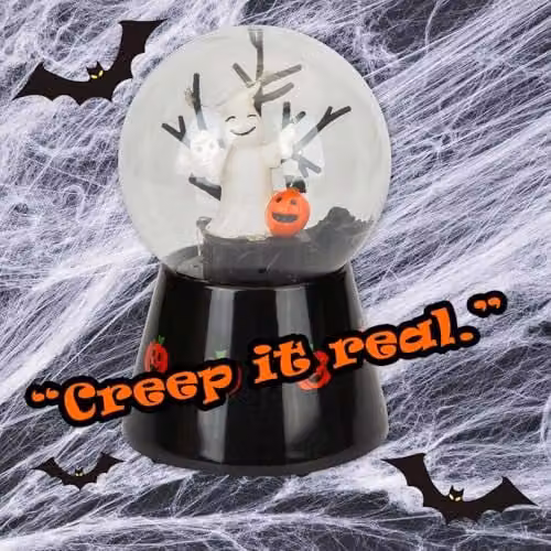 VFM e-Store Halloween Light Up Globe Glass Trinket, Black, W: 17 cm, D: 10 cm, H: 2.54 cm – 5