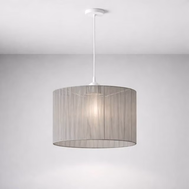 CGC Lighting Sylvie Grey Silk Pleated Round Drum Lamp Shade, Diameter: 30 cm – 1