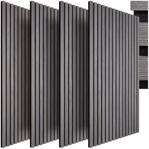 tectake Set of 4 Sound-Absorbing Acoustic Wall Panels with Real Wood Veneer and MDF, Light Grey – 1