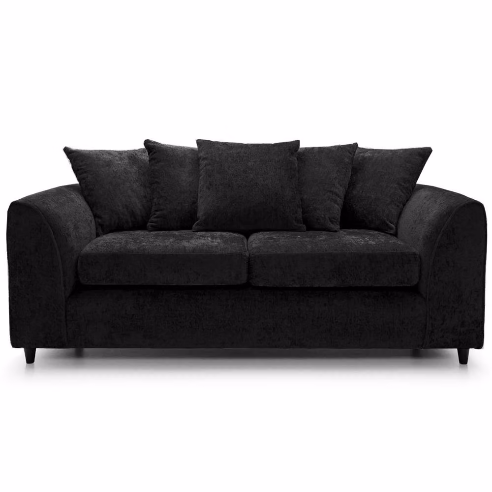 Furnishings For Less UK Monaco 3 Piece Chenille Fabric Sofa Suite in Black, including 3 Seater Sofa and 2 Armchairs – 2