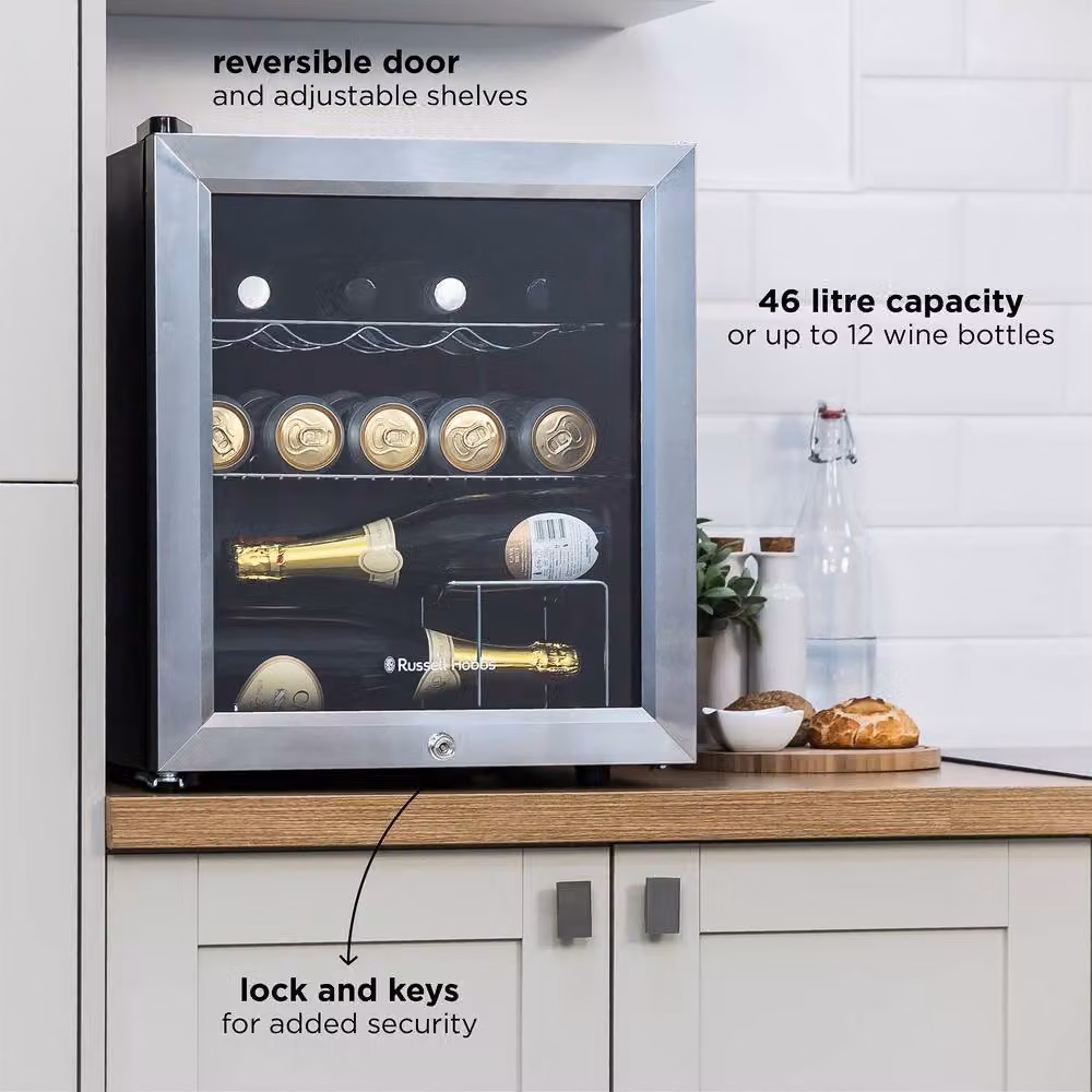 Russell Hobbs 46 Litre Lockable Glass Door Drinks and Wine Cooler in Grey – 2
