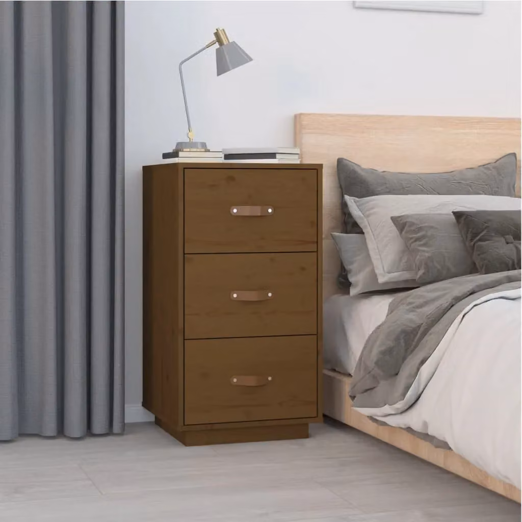 Berkfield Home Set of 2 Rustic Solid Wood Pine Bedside Cabinets in Honey Brown, W/D/H: 40 x 40 x 75 cm – 3