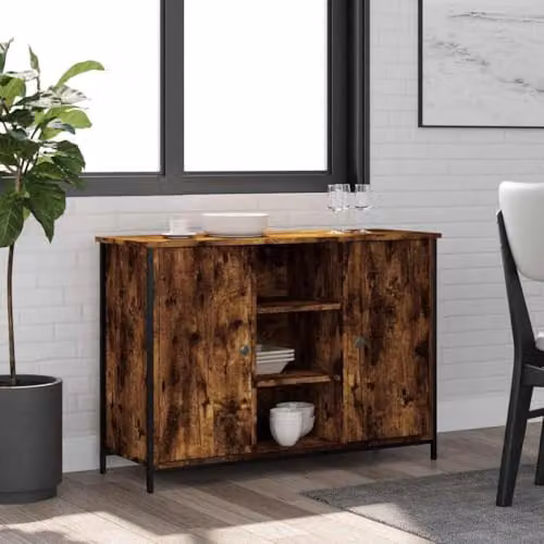 vidaXL Smoked Oak Sideboard in Brown, W/D/H: 100 x 35 x 70 cm – 2
