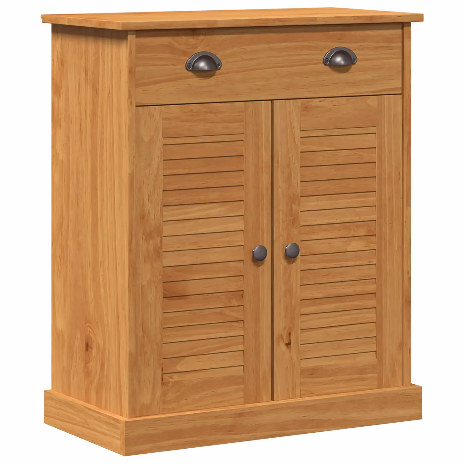 Berkfield Home 2-Piece Brown Solid Pine Wood Bathroom Furniture Set with Drawer, Shelf and Door – 3