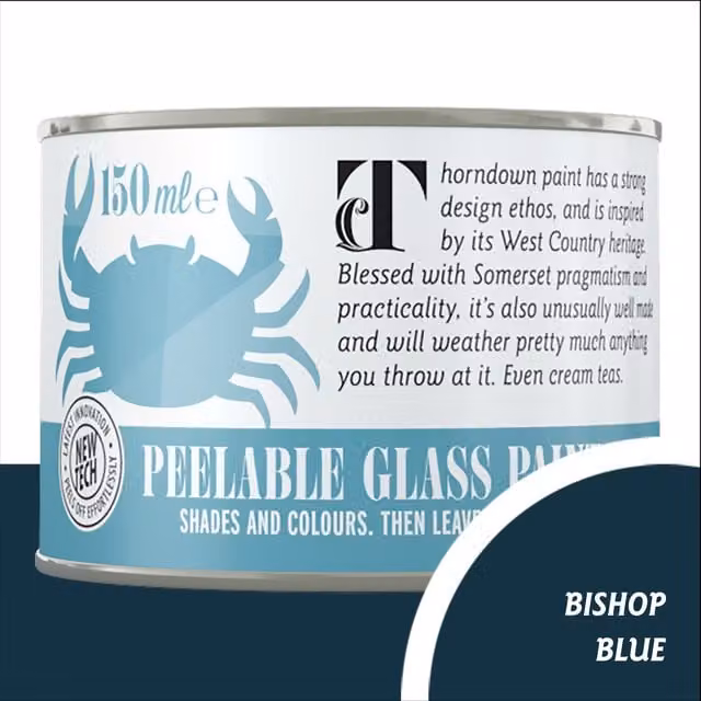 Thorndown Bishop Blue Peelable Glass Paint in Satin Matt Blue, 7.5 cm