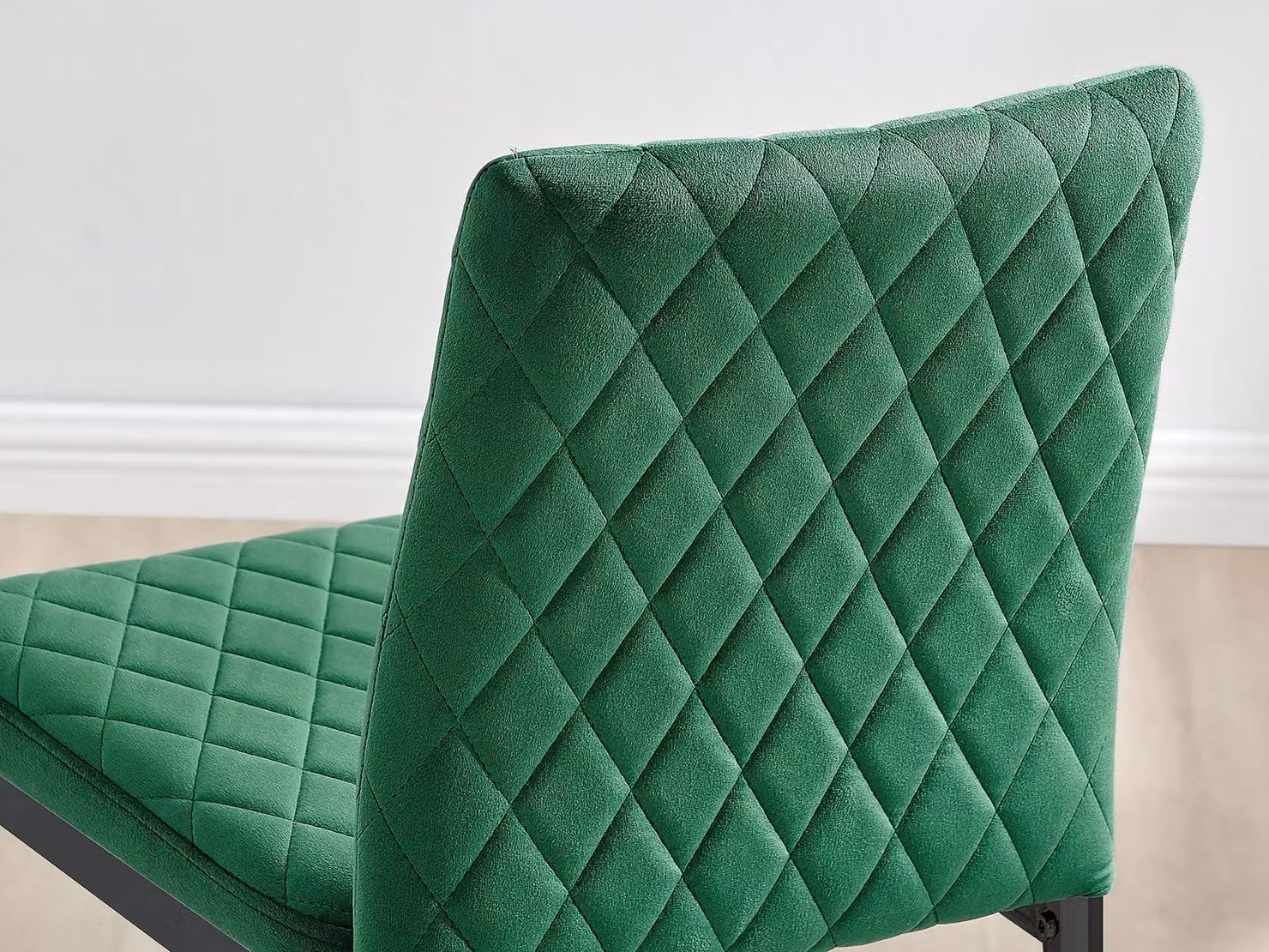 FurnitureboxUK Set of 2 Milan Soft Touch Hatched Velvet Padded Counter Stools with Black Metal Legs in Green – 3