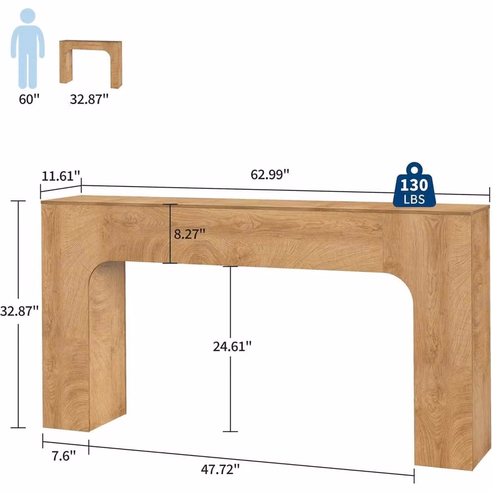 VOGREX Brown Wooden Long Console Table and Sofa Table – 2