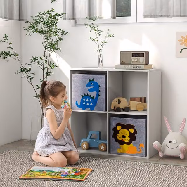 ZONEKIZ Toy Organiser with Non Woven Fabric Drawers, White, Width: 61.8 cm