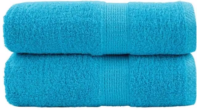 Berkfield Home SOLUND Premium Cotton Soap Towels, 2 Pack, Turquoise Blue, W/D/H: 30 x 30 cm, 600 gsm – 1