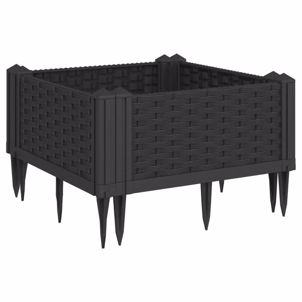 Berkfield Home Garden Planter with Pegs, Black, W/D/H: 42.5 x 42.5 x 28.5 cm – 3
