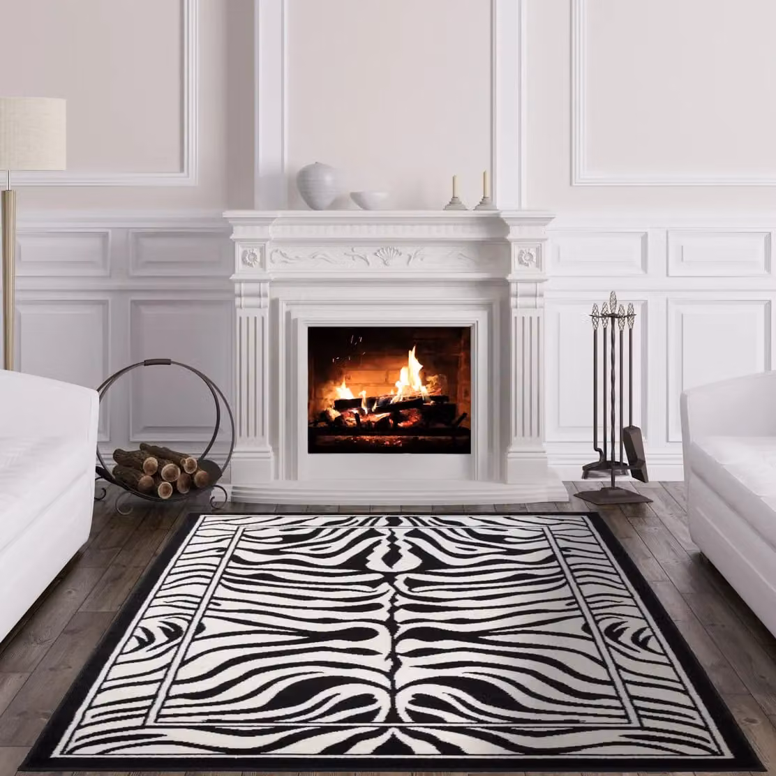 Kukoon Black and White Zebra Print Contemporary Living Room Area Rug, W: 160 cm, D: 230 cm – 3