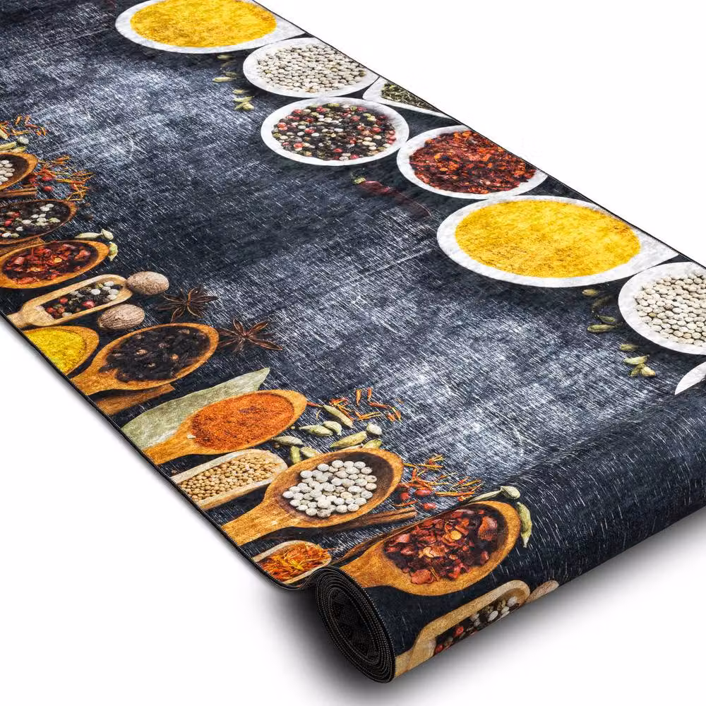 RugsX Lotus Anti-Slip Runner in Grey and Multicolour, W: 80 cm, L: 290 cm – 2
