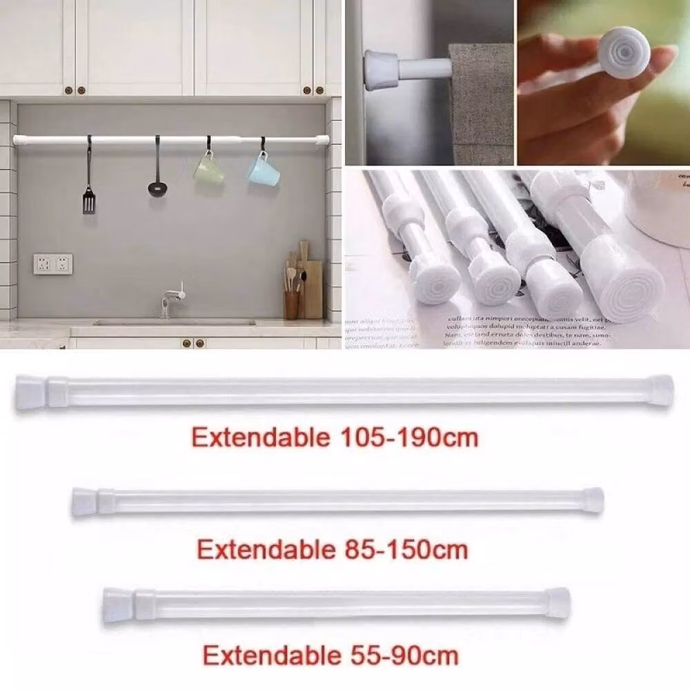 NESTLUNE White Extendable Spring Loaded Telescopic Curtain Rail – 3