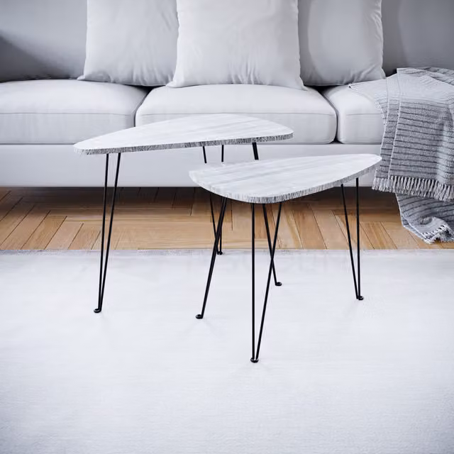 Vida Designs Brooklyn Nest of 2 Oval Tables in Grey