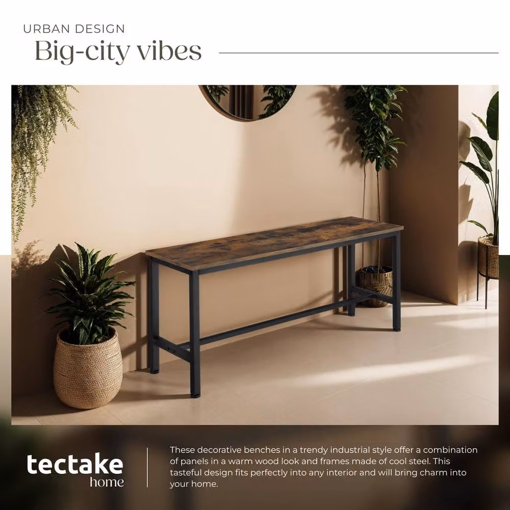 tectake Fairfield Pair of Benches in Brown and Black, W/D/H: 108 x 32.5 x 50 cm – 5