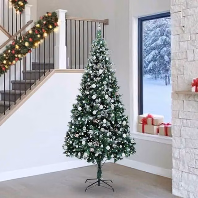 Berkfield Home Artificial Green Christmas Tree with 300 LEDs and Stand, Height: 240 cm