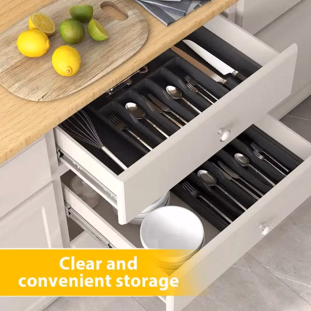 SPETLEK Extendable Cutlery Tray Drawer Organiser Insert, Black – 5