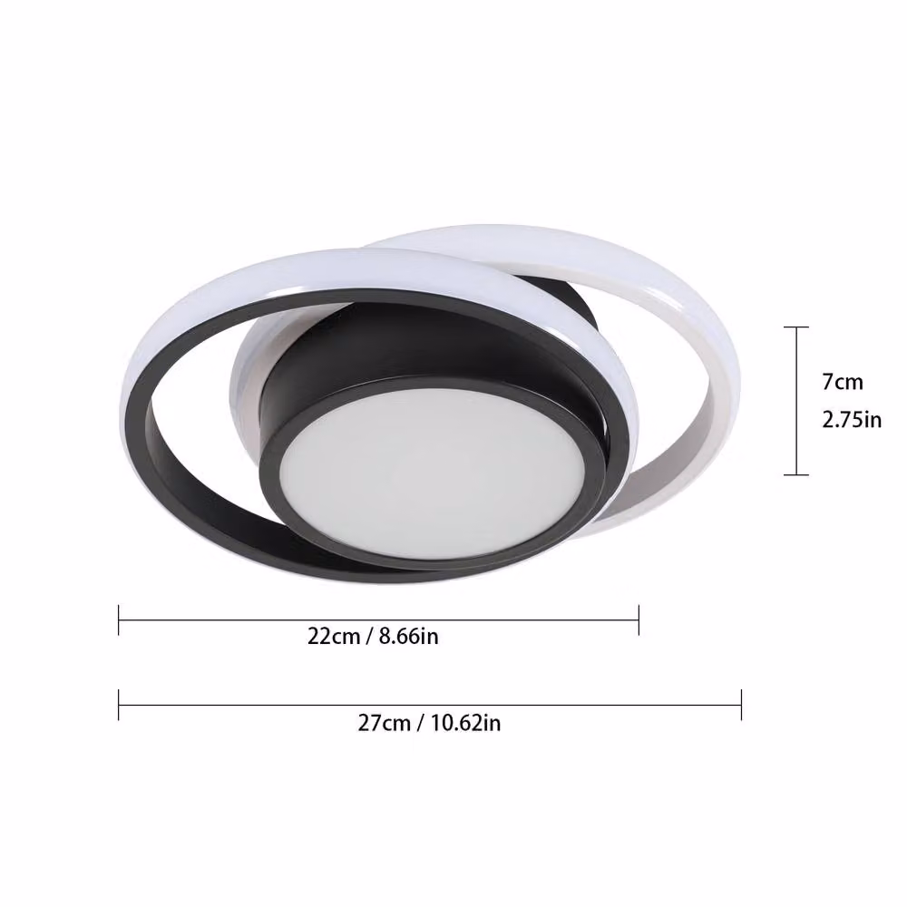 Goeco Modern Round LED Ceiling Light, Black, 32 W, 4500K – 4