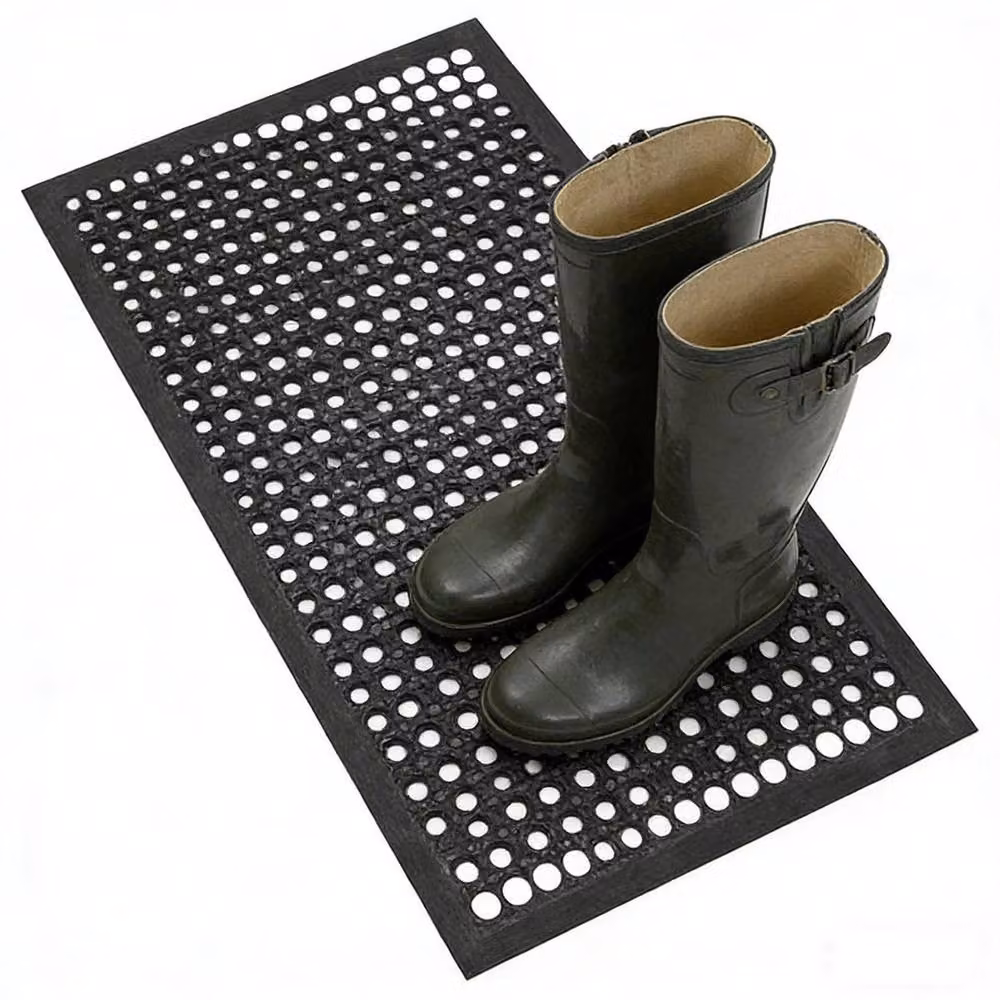 NESTLUNE Large Industrial Non Slip Rubber Work Floor, Black, W: 90 cm, D: 150 cm – 3