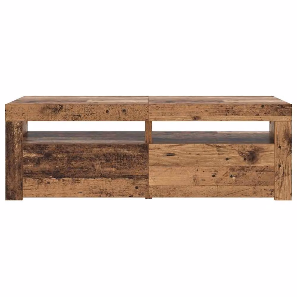 Berkfield Home Modern TV Cabinet with LED Lights in Old Wood Brown, W/D/H: 120 x 40 x 35 cm – 6