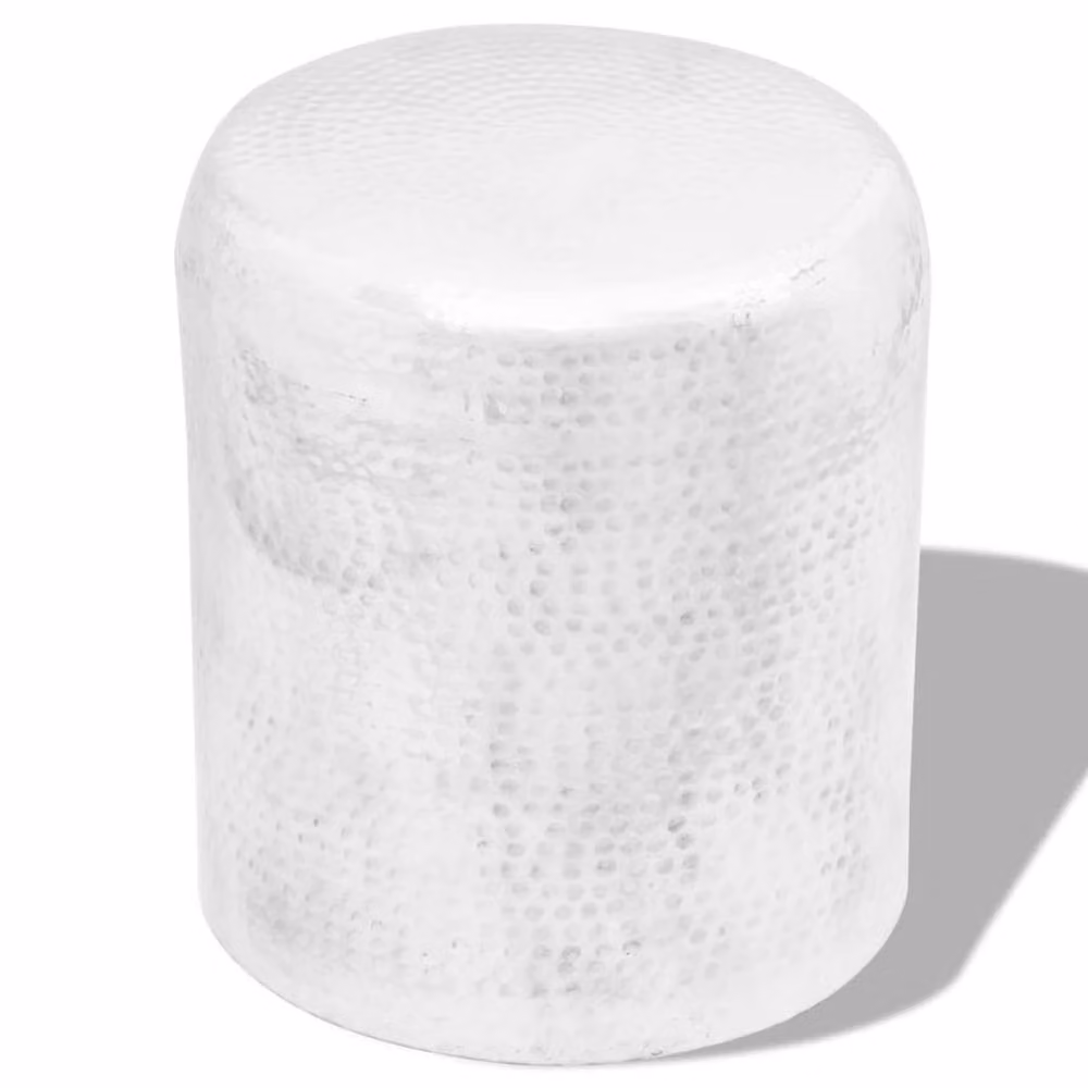 Berkfield Home Hammered Aluminium Stool and Side Table in Silver – 2