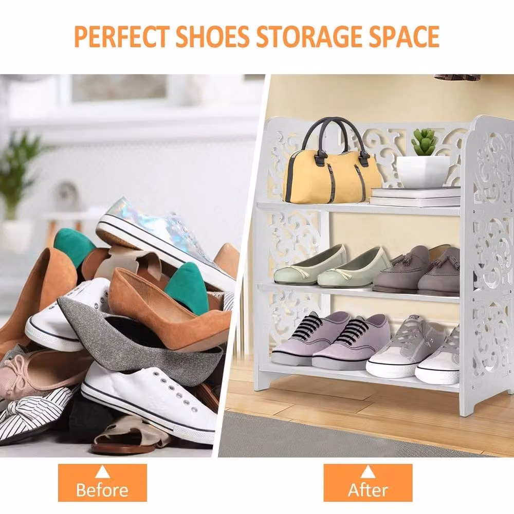 Havendro 3 Tier Shoe Rack Storage Organiser Unit in White – 4