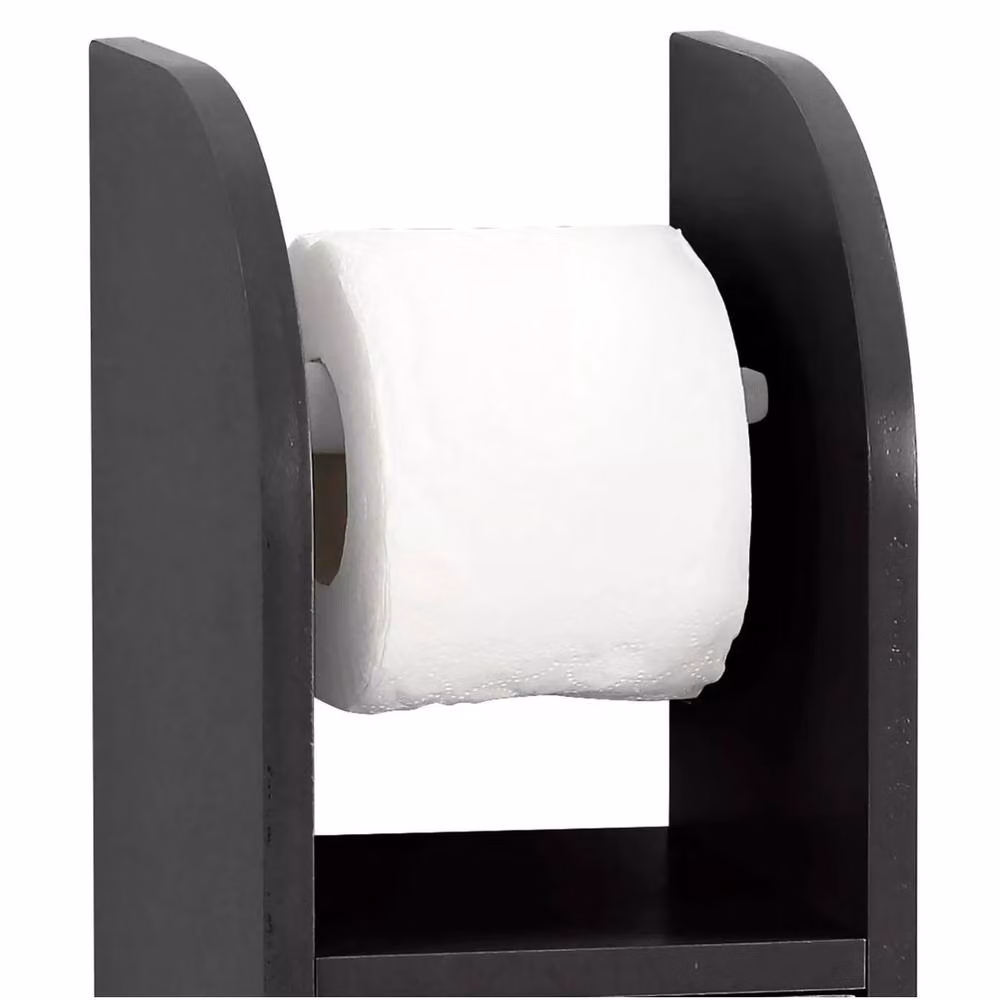KORVIXA Black Floor Standing Bathroom Toilet Paper Roll Holder with Spare Roll Holder, W/D/H: 50 x 50 x 80 cm – 4
