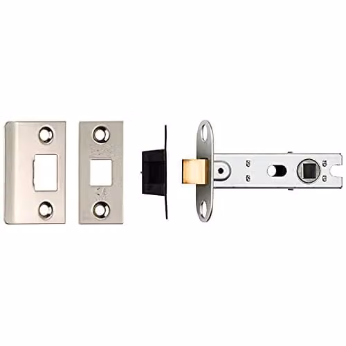 Loops 76mm Tubular Mortice Bolt Through Door Latch with Square Forends in Silver Nickel Plated