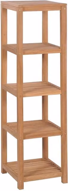 Berkfield Home 4-Tier Solid Teak Bathroom Storage Rack, Brown, W/D/H: 42 x 42 x 165 cm – 1
