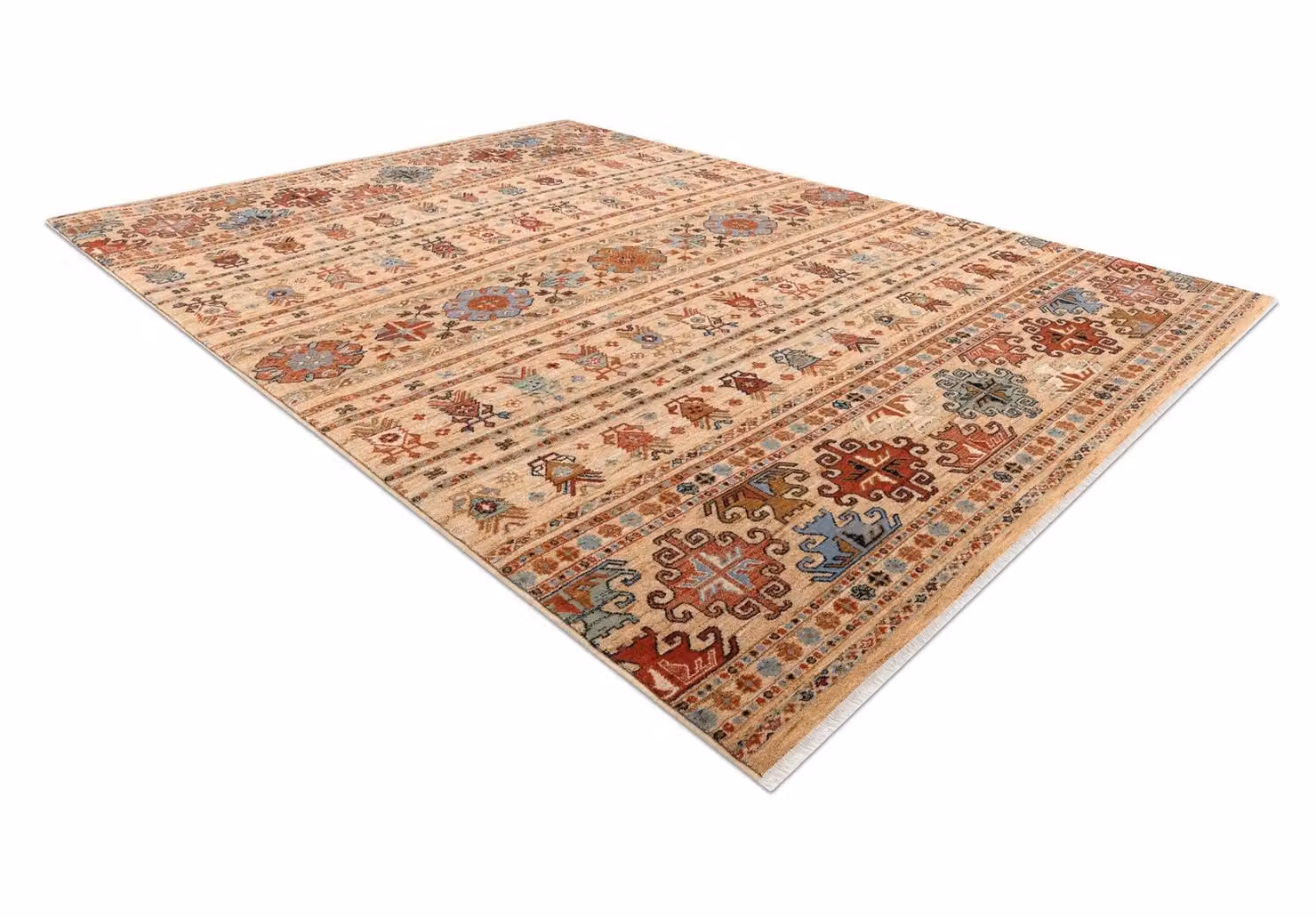 RugsX Wool Keshan Oriental Rug in Beige and Multicolour, W: 120 cm, D: 145 cm – 2