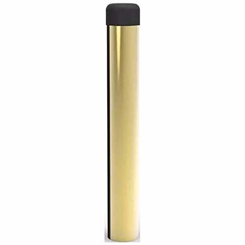 Loops Wall-Mounted Rubber Tipped Cylinder Doorstop in Polished Brass, H 71 mm x W 16 mm