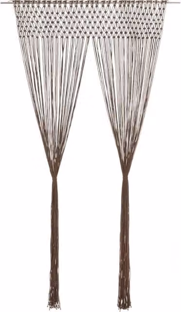 Berkfield Home Macrame Curtain in Taupe, W: 140 cm, H: 240 cm