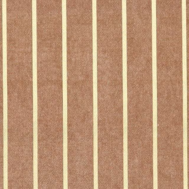 ANTE DECOR Burgess Printed Cotton Stripe Fabric in Sienna, Orange and Brown