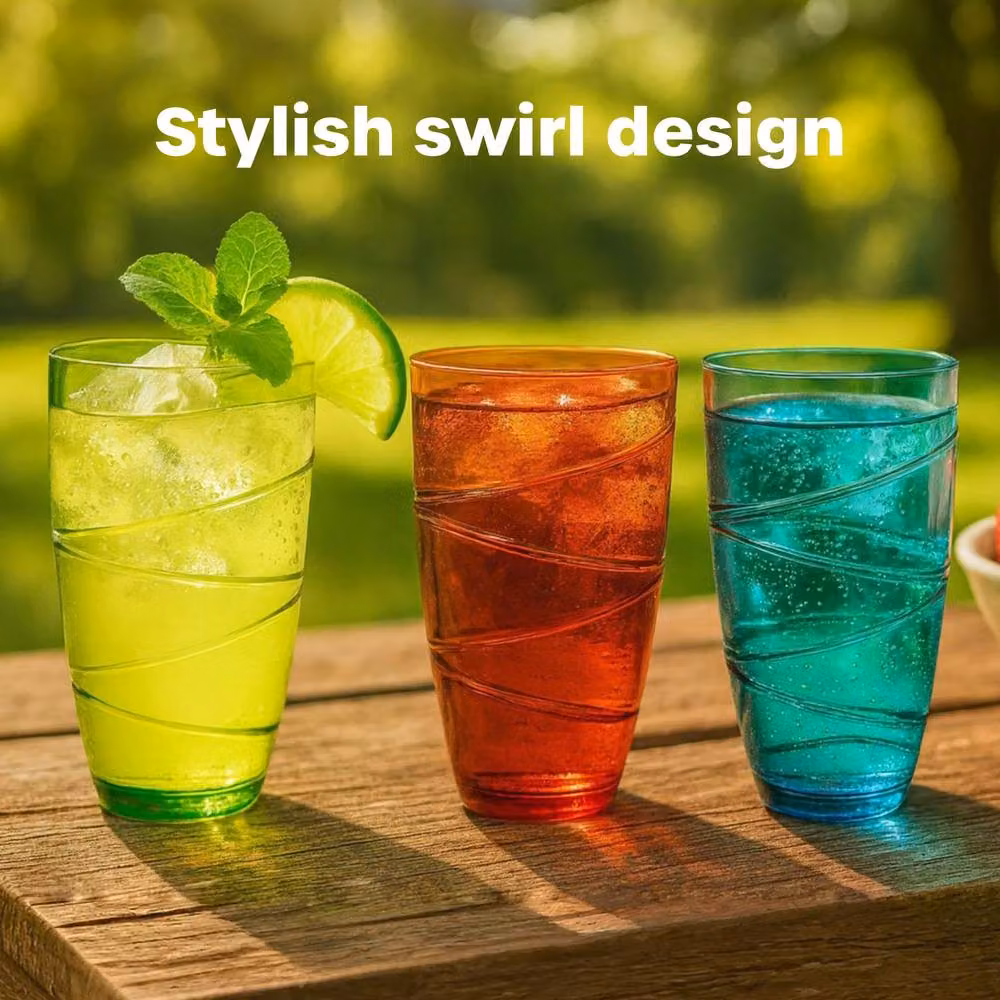 Volila Pack of 6 Multicolour Stackable Plastic Acrylic Tumblers, 550ml per glass – 4