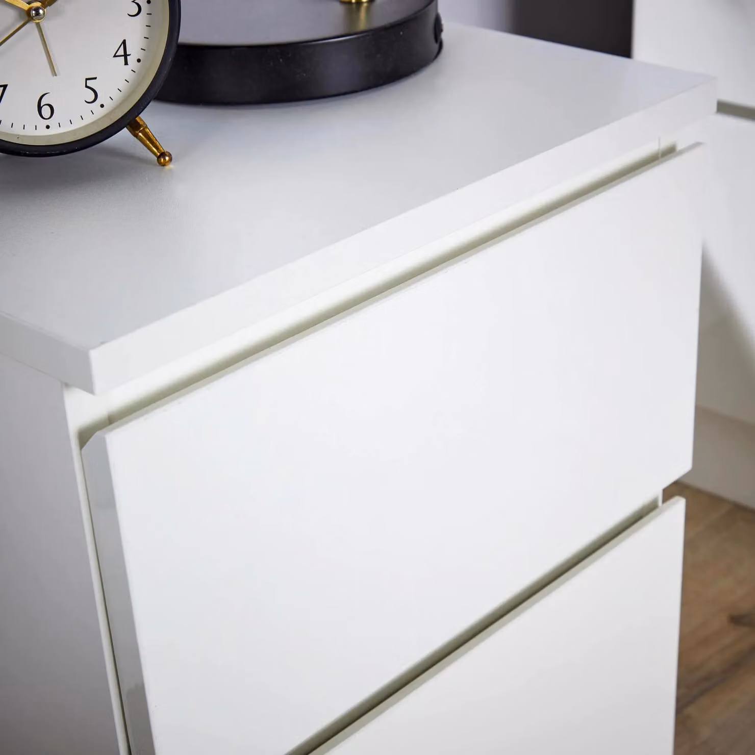 Home Source Modern 2 Drawer Bedside Cabinet Nightstand in White – 2