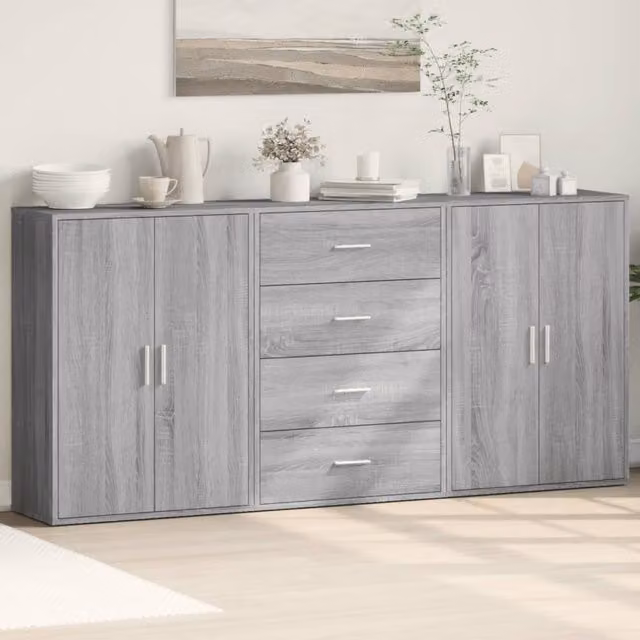 Berkfield Home 3-Piece Sideboard Set in Grey Sonoma, W/D/H: 60 x 31 x 84 cm – 1