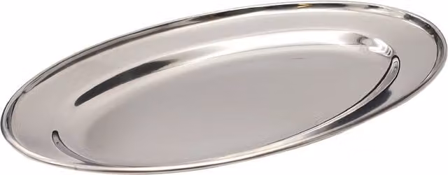 Buckingham Oval Stainless Steel Serving Tray in Silver, Diameter: 20 cm