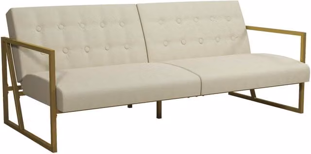 CosmoLiving CL Lexington Modern Mid-Century Sofa Bed in Ivory Velvet Fabric
