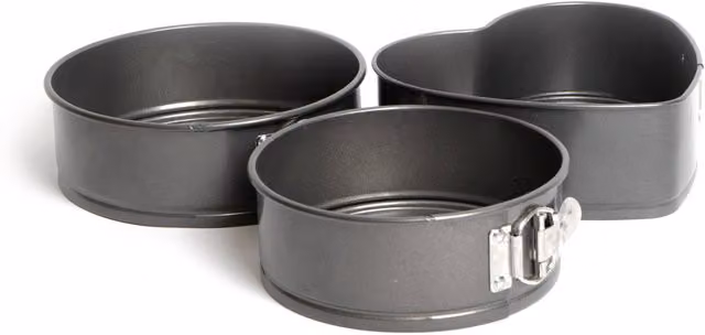 MasterClass Non-Stick Springform Loose Base Cake Pan Bundle in Grey, Includes 18cm and 20cm Round Tins and a Heart-Shaped Tin