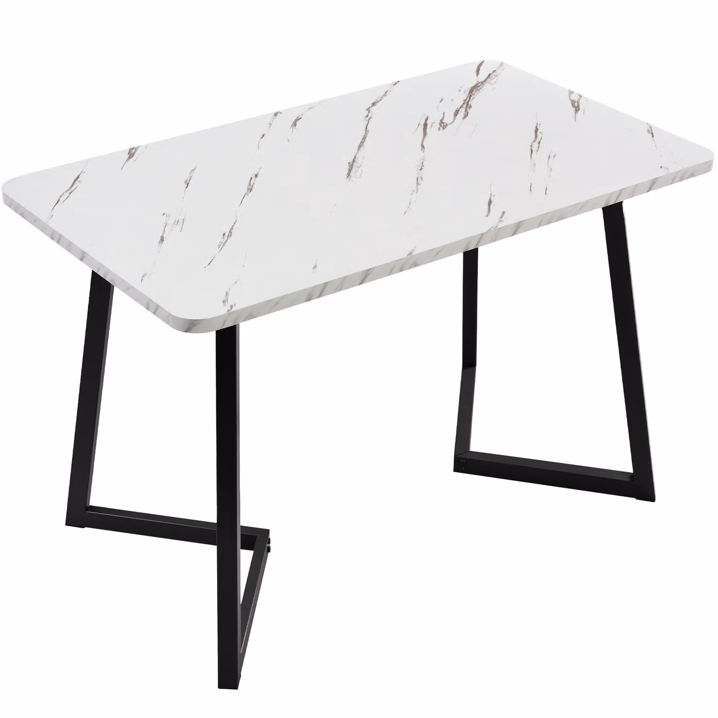 Aosom UK Modern Rectangular Marble Coffee Table with V-shaped Metal Legs in White and Black, W/D/H: 117 x 68 x 75 cm – 2