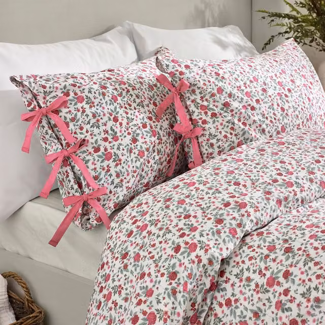 Make It A Home Hannah Floral Pink Cotton Duvet Cover Set, W/H: 90 x 200 cm