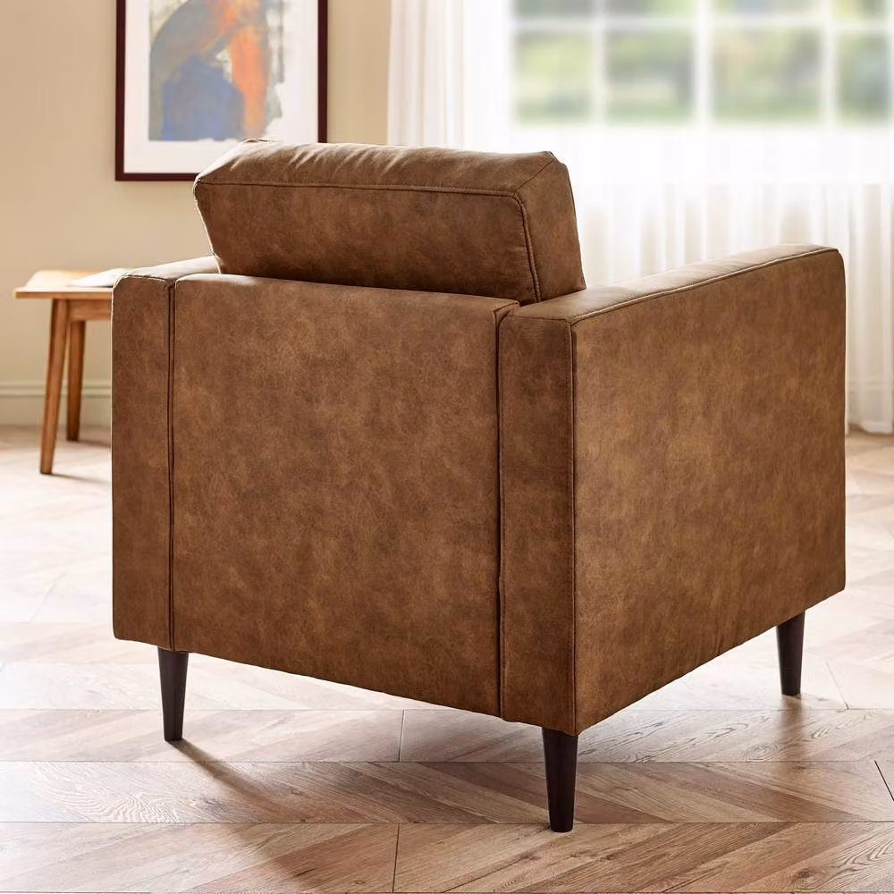 FurnitureboxUK Jade Modern Faux Leather Armchair with Solid Wood Frame in Tan – 3