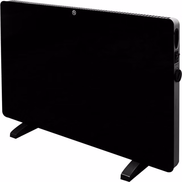 Adam iRad Freestanding Infrared Electric Panel Heater with Thermostat in Black Glass