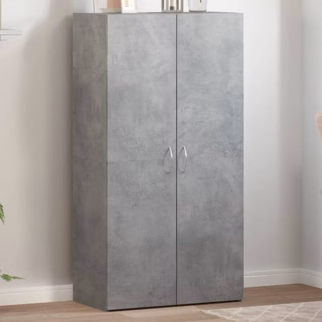 Berkfield Home Grey File Cabinet with Hinged Doors and Internal Shelves, W/D/H: 60 x 32 x 115 cm
