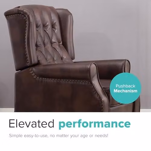 More4Homes Althorpe Pushback Recliner Armchair in Brown Bonded Leather and Velvet – 7
