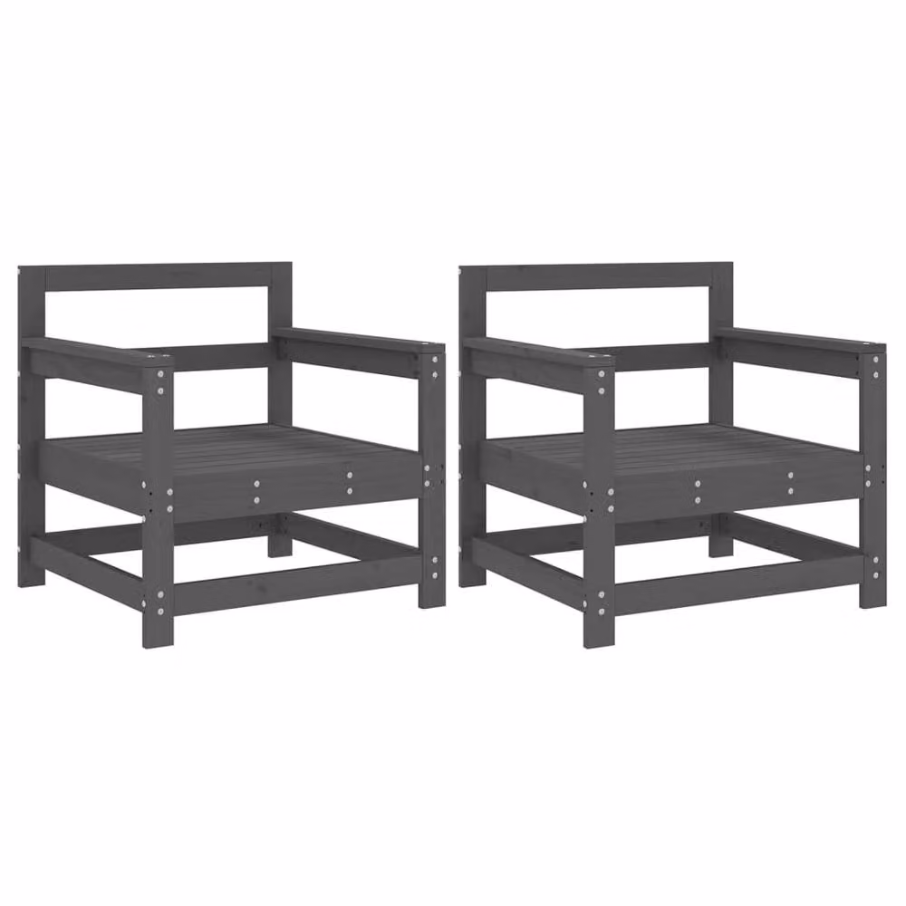 Berkfield Home Beautiful Garden Chairs, Set of 2, Grey Solid Pine Wood – 3