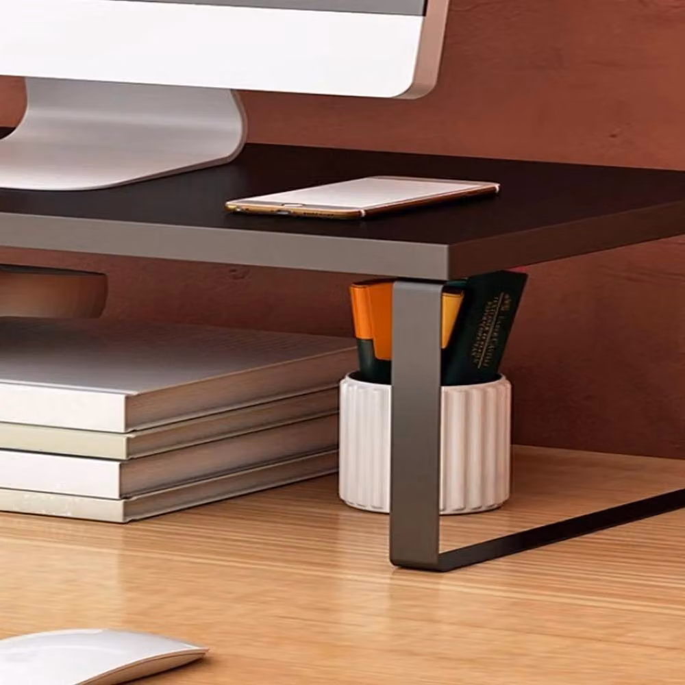 PAWNORA Brown and Black Wood Computer Monitor Stand Riser 30cm – 3