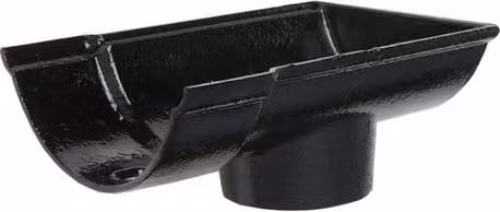 Hargreaves Premier Cast Iron Beaded Half Round Gutter Stopend Outlet Socketed, 150mm for 75mm Downpipe, Black